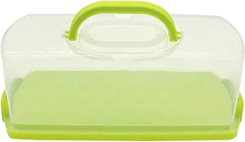 Vista 7 de Panera portátil con asa, contenedor de plástico rectangular para almacenamiento de alimentos, cúpula translúcida de 13 pulgadas para pasteles