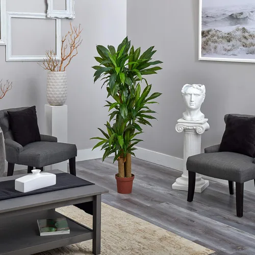Vista 6 de Nearly Natural 6584 planta artificial decorativa de seda de dracaena fragrans, color verde