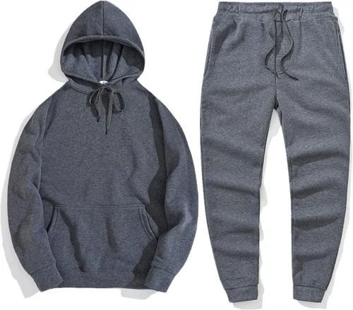 Vista 3 de EELHOE 2 Piece Tracksuit for Men Baggy Cotton Long Sleeve Hoodies Sweatpant Loose Fit Stretch Stylish Pullover
