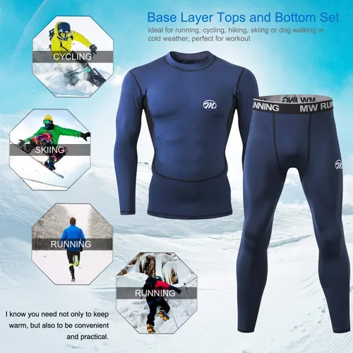Vista 6 de MeetHoo Conjunto de ropa interior térmica para hombre, capa base de compresión, ropa de invierno con forro polar largo, ropa de correr y esquiar
