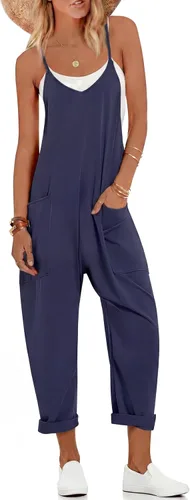 Vista 17 de Ekouaer Overol sin mangas para mujer, overol casual de verano 2-Verde Armada (ArmyGreen)