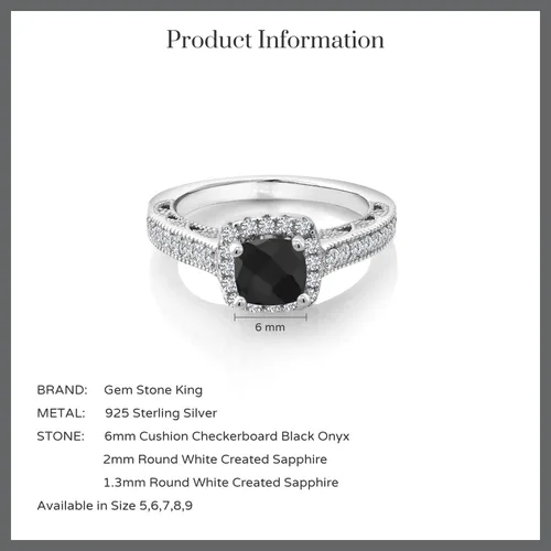Vista 26 de Gem Stone King Anillo de compromiso de plata de ley 925 de 0.236 in con piedra natal y zafiro blanco creado con acento Anillo de compromiso