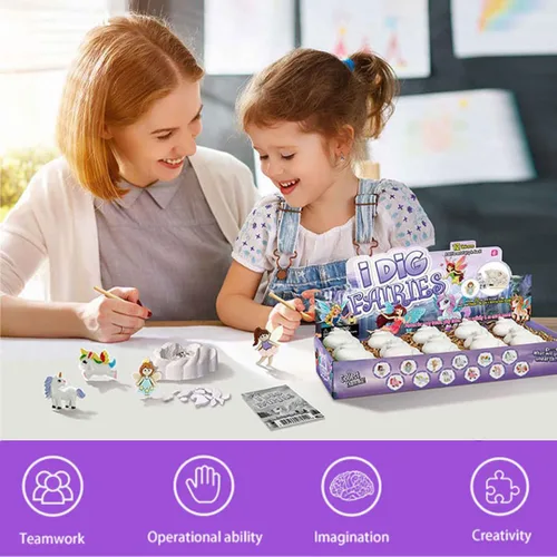 Vista 6 de Liberty Imports Paquete de 12 kits de excavación de hadas y unicornio para niños, aventura mágica encantada de excavación, recuerdos de fiesta