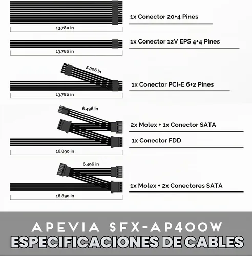 Vista 6 de APEVIA SFX-AP400W Mini ITX Solution / Micro ATX / SFX 400W Fuente de alimentación SFX Form Factor, 80mm Auto Thermal Fan, 400W SFX Power Supply