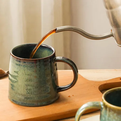 Vista 4 de Taza de Café Grande de Cerámica, Tazas de Cerámica Hechas a Mano, Tazas de Té con Asa Grande para Oficina y Hogar, 15.5 oz, Apta para Lavavajillas