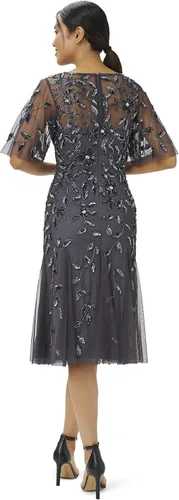 Vista 2 de Adrianna Papell Vestido midi elegante con cuentas para mujer