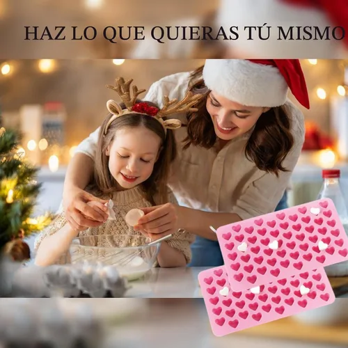 Vista 5 de Paquete de 2 moldes de silicona con forma de corazón, antiadherentes, de grado alimenticio, moldes para hornear, moldes reutilizables para dulces