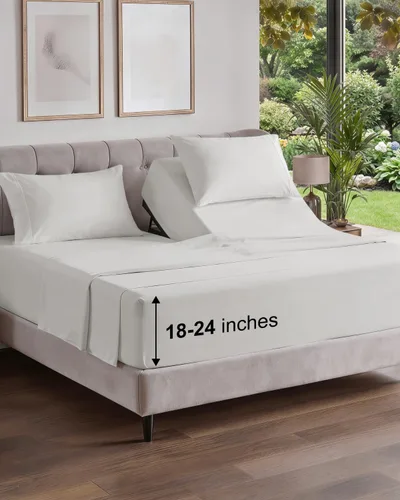 Vista 508 de Extra Deep Twin XL Sheet Set - 3 Piece College Dorm Room - White 01-Blanco