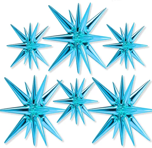 Vista 17 de Globos de papel de aluminio con forma de estrella negra de PartyWoo, 2 piezas de 42 pulgadas, grandes, con puntas explosivas, de Mylar