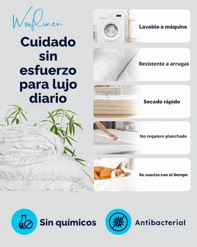 Vista 7 de Wooflinen Juego de sábanas 100% viscosa derivada de bambú, sedosas, suaves como la seda, funda de cama blanca mate con fundas de almohada