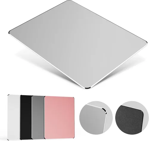 Vista 9 de Alfombrilla de ratón HONKID de aluminio metálico, delgada y dura, alfombrilla de doble cara impermeable con control rápido y preciso para laptop