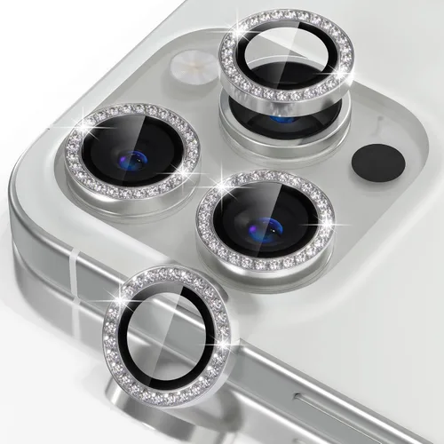 Vista 12 de Misea Compatible con iPhone 16 Pro/iPhone 16 Pro Max, protector de lente de cámara de vidrio templado Ultra-HD, protector de pantalla de anillo Negro