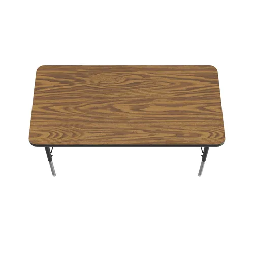 Vista 6 de Correll Econoline AM2448-REC-06 - Mesa de actividades para el aula, rectangular de 24 x 48 pulgadas, parte superior de melamina de roble medio