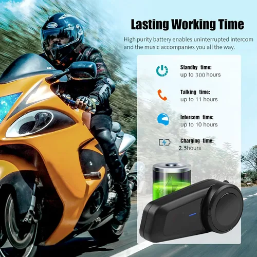 Vista 6 de QSPORTPEAK M2 - Intercomunicador de auriculares Bluetooth para casco de motocicleta, dúplex completo, inalámbrico para 6 conductores/alcance 3,280.8