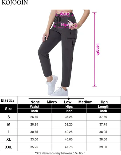 Vista 7 de KOJOOIN Womens Hiking Cargo Pants Lightweight Quick Dry with Pockets Joggers Pants Athletic Workout Casual Camping