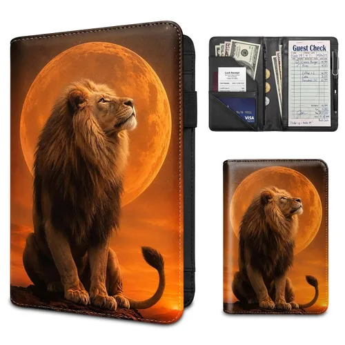 Vista 23 de Server Book for Waitress,Waiter Book with Zipper Pocket,PU Leather Waitstaff Organizer Wallet with 7 Pockets,Guest Check & Money Holder,Fits Server