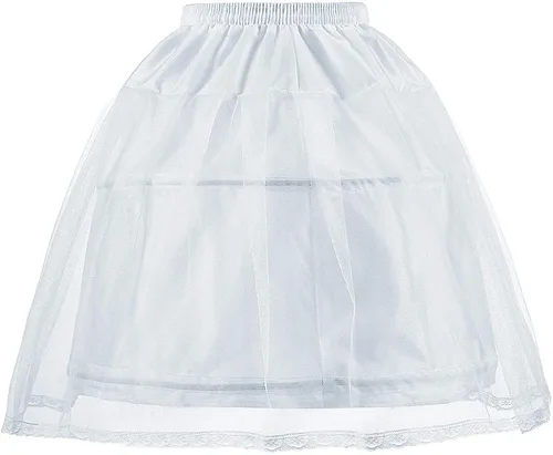 Vista 2 de Abaowedding Enagua de flores para niñas con 2 aros y falda de crinolina elástica para niños