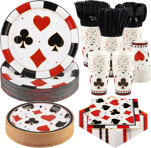 Vista 19 de Kochorie Juego de vajilla desechable de béisbol de 400 piezas, suministros para fiestas de béisbol con platos, tazas, servilletas, cubiertos para 50