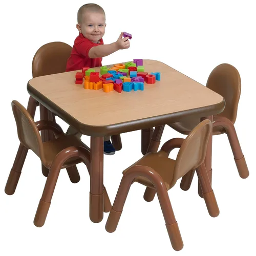 Vista 3 de Children's Factory Baseline - Juego de mesa y silla cuadrada de 30 pulgadas, madera natural
