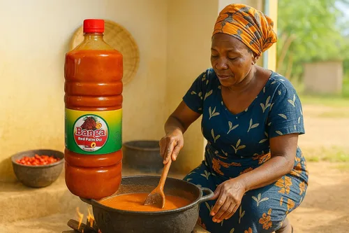 Vista 5 de Aceite de palma roja de Banga Nigeriana, sin colesterol, certificado Halal, 2 litros