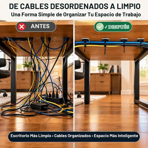 Vista 6 de Kit de soportes de cable con pegamento trasero autoadhesivo fuerte - 100 piezas de clips de gestión de cables con bridas de 6 pulgadas, soportes