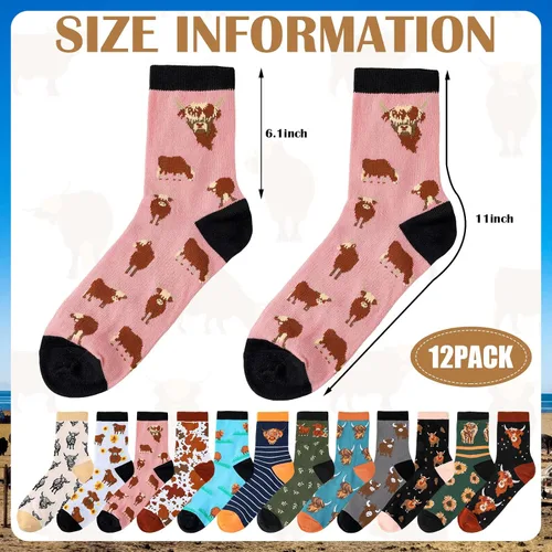 Vista 3 de 12 pares de calcetines de estilo surtido, calcetines suaves a granel, regalos novedosos para mujer