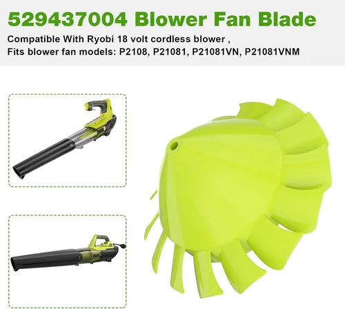 Vista 3 de JIOTAR 529437004 Ventilador de repuesto para ventilador Ryobi de 18 V, accesorio para soplador de hojas Ryobi 18V 529437003, P2108 P21081, P21081VN