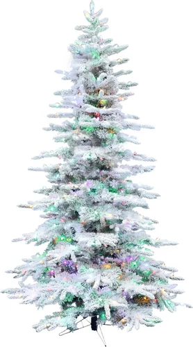 Vista 10 de Fraser Hill Farm Pine Valley - Árbol de Navidad con efecto nevado, 6.5 pies de alto, árbol de Navidad nevado con conexión fácil, luces inteligentes