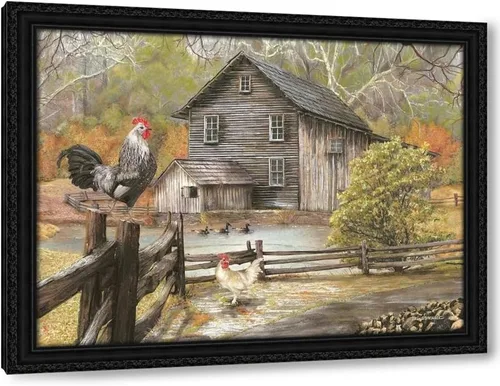 Vista 5 de ArtDirect - Wargo, Ed 18x15 Black Modern Framed Art Print Titled: Down on the Farm I