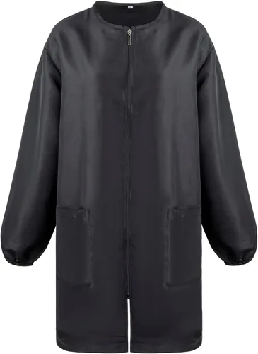 Vista 3 de TOPTIE Personalizado Bordado Satén Manga Larga Salón Smock Unisex Peluquero Peluquero Capa Chaqueta Mascota Aseo Ropa de Trabajo