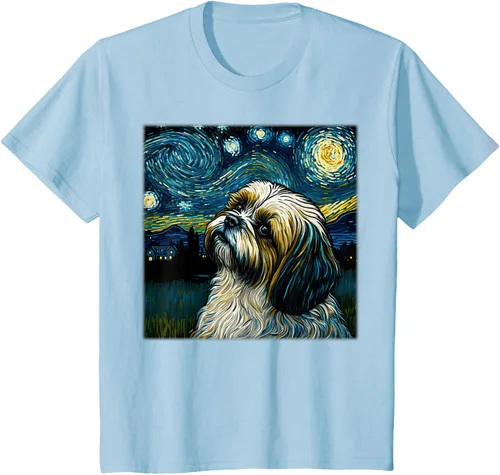 Vista 8 de Camiseta Surrealism Starry Night Shih Tzu Dog