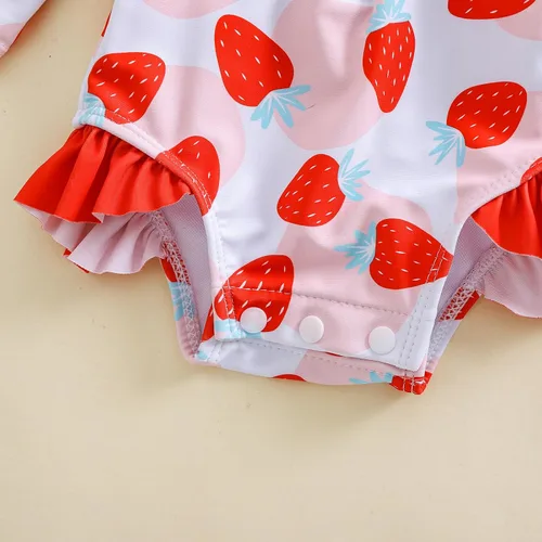 Vista 44 de Traje de baño de una pieza con cremallera de manga larga para bebé niña con gorro