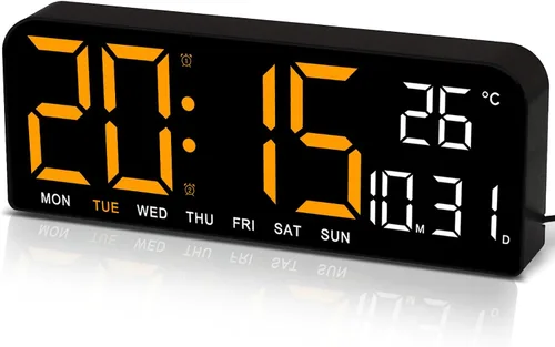 Vista 9 de JoFomp Reloj de pared digital con pantalla grande, relojes de pared LED de 9 pulgadas para decoración de sala de estar, reloj digital