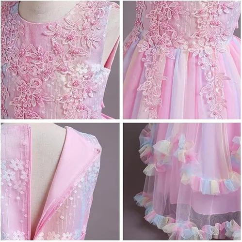 Vista 54 de Vestido de tul de unicornio arcoíris para niñas, vestido de princesa para cumpleaños, Halloween, Navidad, concurso de baile, fiesta de baile