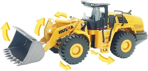 Vista 8 de Bulldozer - Juguetes para niños, cargador de metal resistente, juguete de arena/playa con brazo funcional y cubo, realista, perfecto para caja