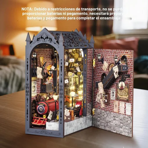 Vista 7 de suruim DIY Book Nook Kit Bookend Puzzle Miniature Nook Library Bookshelf Insert Bookends Decoration Books Ornaments Gifts for Adults (Train Station)