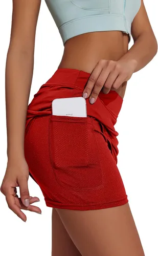 Vista 4 de Ekouaer - Falda pantalón deportiva y ligera para mujer, para correr, tenis, golf, entrenamiento y deportes