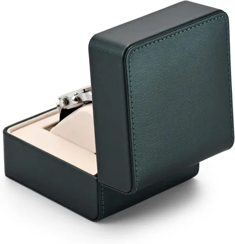 Vista 12 de Caja de regalo de reloj de cuero PU negro Premium Caja de almacenamiento de reloj individual con caja de reloj de pulsera de almohada extraíble