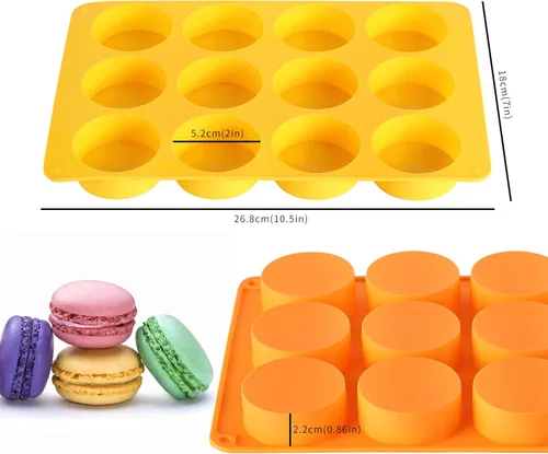 Vista 2 de 2 moldes de silicona para galletas de chocolate, molde redondo de silicona de 12 cavidades, molde para hornear para chocolate, galletas, dulces
