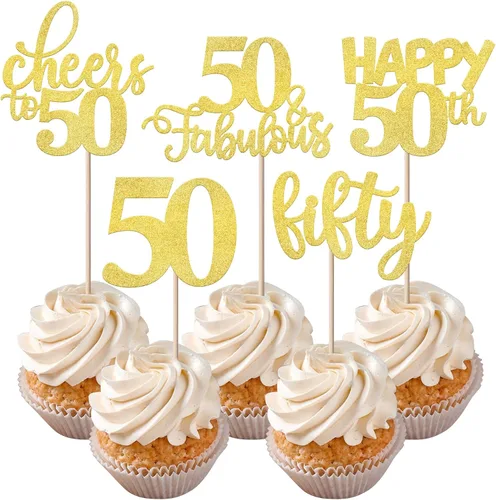 Vista 67 de Rsstarxi Paquete de 30 adornos para cupcakes de 6º cumpleaños con purpurina negra de seis Hello 6 para cupcakes Cheers to 6 años de edad