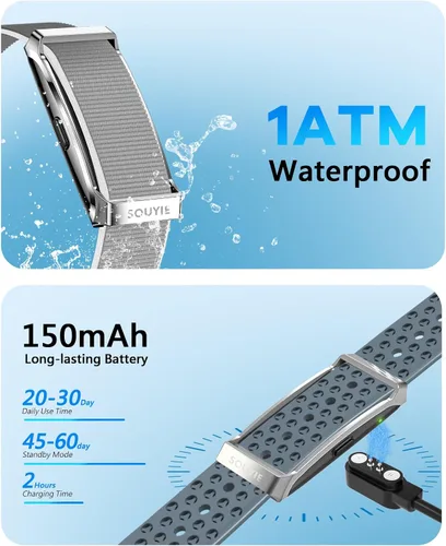Vista 7 de Pulsera inteligente para hombres y mujeres, rastreador de actividad de salud, monitor de sueño 24 horas, frecuencia cardíaca continua 24/7/7/presión