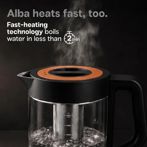 Vista 5 de Vianté - Tetera eléctrica con infusor para hojas sueltas. Elaborador de té caliente con control de temperatura y apagado automático. Tetera
