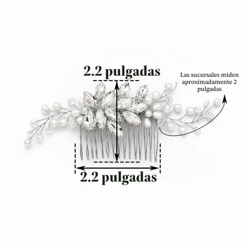 Vista 5 de GORAIS Peine para el cabello de boda Rhinestone Accesorios para el cabello nupcial Piezas de pelo de perlas