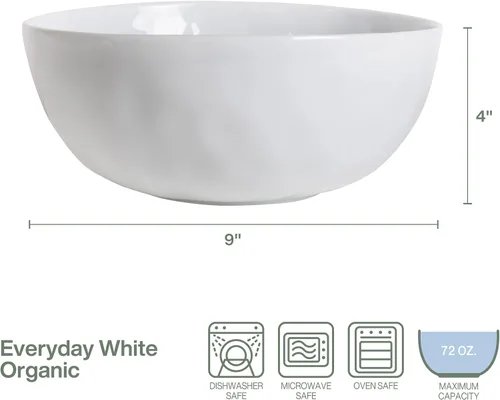 Vista 2 de Everyday White by Fitz and Floyd Organic Serve Bowl, 9 pulgadas, capacidad de 72 onzas líquidas, blanco