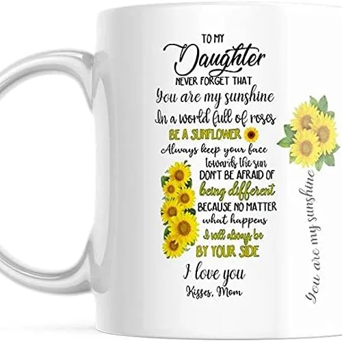 Vista 2 de Taza de café M805 con texto en inglés "To My Daughter", regalo de mamá de 11 onzas