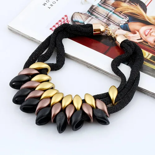 Vista 2 de Chunky Layered Tassel Choker Jewelry Sets for Women Girls,African Bib Tribal Collar Necklace,Huggie Hoop Circle Earrings and Shiny Cubic Zirconia