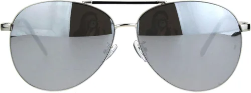 Vista 2 de Gafas de sol de pilotos de policía con borde de metal con lente de espejo plateado