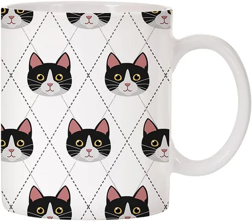 Vista 7 de Adorable Cat Breed Design Argyle Pattern Taza de café de cerámica (abisinian)