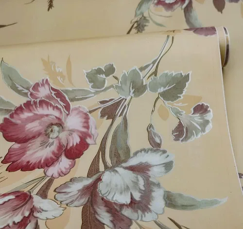 Vista 7 de 8190-10M - Papel tapiz vintage para despegar y pegar, 17.7 pulgadas x 32.8 pies, flores beige, papel de contacto extraíble, autoadhesivo