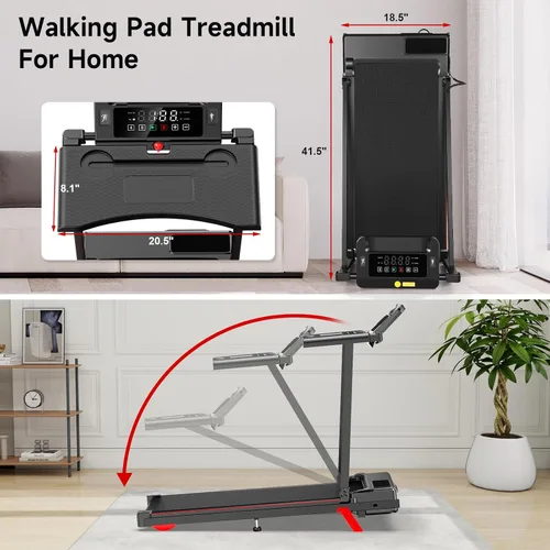 Vista 7 de Caminadora inclinada para el hogar, 2.5 HP para debajo del escritorio, con capacidad de 300 libras